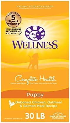  Wellness Complete Health Dry Puppy Food, Chicken, Salmon & Oatmeal, 15-Pound Bag
