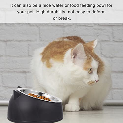  Hemobllo Stainless Steel Cat Bowl Non- Slip Puppy Base Cat Food Drinking Water Feeder