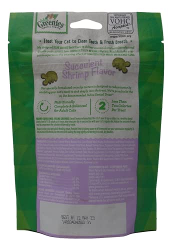  Greenies Feline Seafood Lovers Dental Crunchy Cat Treats 3 Flavor Variety Pack - (1 Each): Succulent Shrimp, Tempting Tuna, Savory Salmon (2.1 Ounces) - Plus Catnip Toy And Fun Facts Booklet Bundle