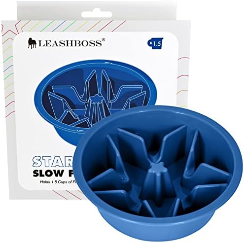  Leashboss Slow Feeder Dog Bowls - Cup Maze Puzzle Food Bowl With Feeder Holes, Fits Into Elevated Pet Feeders - Slow Eating For Large, Medium & Small Sized Breeds (2 Cup - 7.5-8 Inch Feeder Holes)