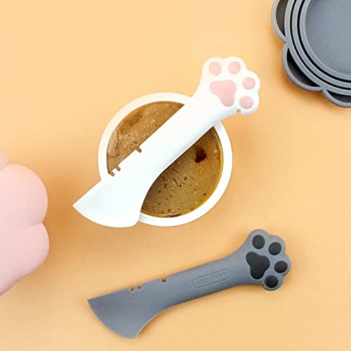 GENERIC Pet Food Can Spoon,Can Covers Universal Size Feeding Pet Food Spoon Reusable Silicone Multifuctional Cat Dog Tin Opener(4Pcs,Grey&Pink)