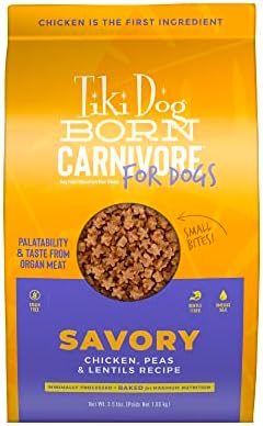  Tiki Dog Born Carnivore For Dogs, Savory Chicken, Peas & Lentils Recipe, Grain Free Baked Kibble For Maximum Nutrition, For Adult Dogs And All Size Breed Dogs, 3.5 Lbs Bag