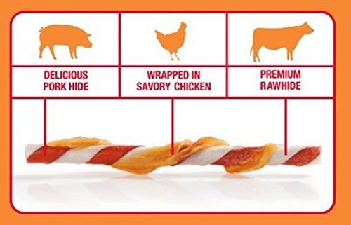  Good'n'Fun Triple Flavor Twists, Dog Chew Sticks, Premium Chicken And Beef Hide Treats For Dogs, 70 Count