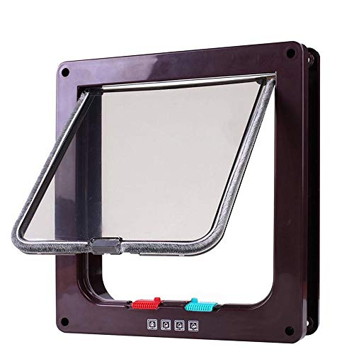 GENERIC Door M Size Cat Flap Door With 4 Way Lock Security Flap Door For Dog Cat Kitten Small Gate Door Kit Cat Door 2Pcs White