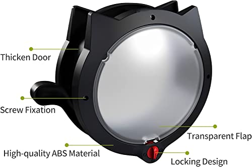 GENERIC CATDGET Cat Door, Exterior Cat Door, Security & Privacy, Pet Door, Exterior Or Interior Door, 4-Way Locking, Cat Design, No-Flap, Easy Install (Black)