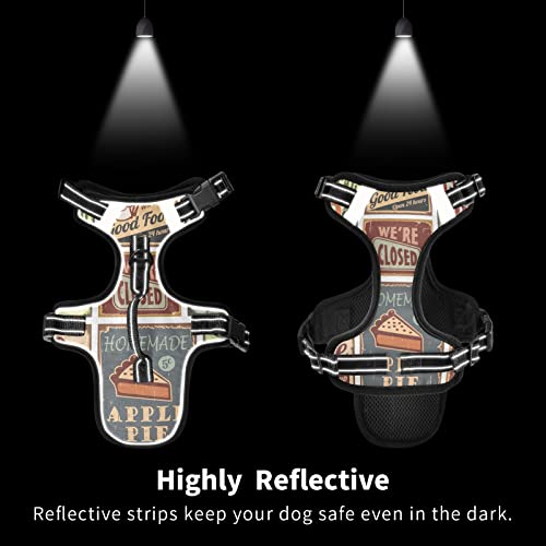  Oyihfvs Retro Metal Style Vintage Posters For Food Coffee Beer Dog/Cat Vest Harness, Reflective Adjustable Antiskid No Pull Pet Harness With Leash Clips Easy Control Handle For Cats Dogs M