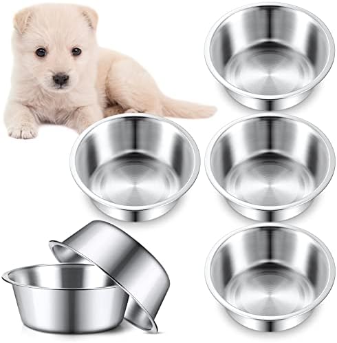  6 Pcs Stainless Steel Metal Dog Bowls Replacement Basic Dog Bowls Thickened Dog Water Bowls Set Travel Kennel Food Dish Bowls No Spill For Small Medium Large Dogs, Dishwasher Safe (6.9 Inch)