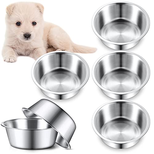  6 Pcs Stainless Steel Metal Dog Bowls Replacement Basic Dog Bowls Thickened Dog Water Bowls Set Travel Kennel Food Dish Bowls No Spill For Small Medium Large Dogs, Dishwasher Safe (6.9 Inch)