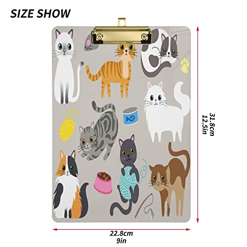  Cute Kitty Cat With Cat Breeds Toys And Food Plastic Clipboard Lovely Cat Kitchen Clipboards Low Profile Clip Boards For Students Office Man Woman Kids Standard A4 Letter Size 12.5x9 Inch Silver