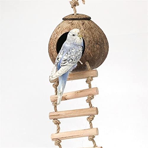  GAMIRA Pet Nest Coconut Shell Bird House Tiger Skin Pearl Bird Parrot Nest Nest Warm Anti-bite Bird Nest (Color : Black)