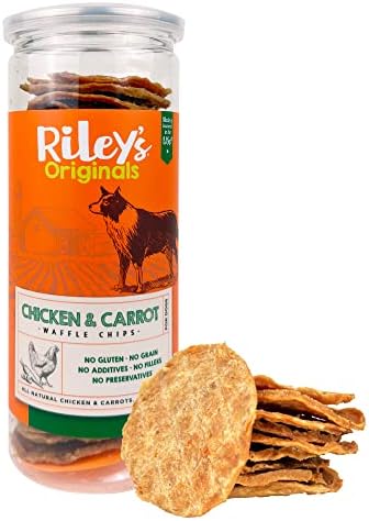  Riley's Waffles Chicken Chips For Dogs With Turmeric, USA Sourced Chicken Dog Treats - Limited Ingredient Healthy Treats, Dehydrated Jerky Dog Treats