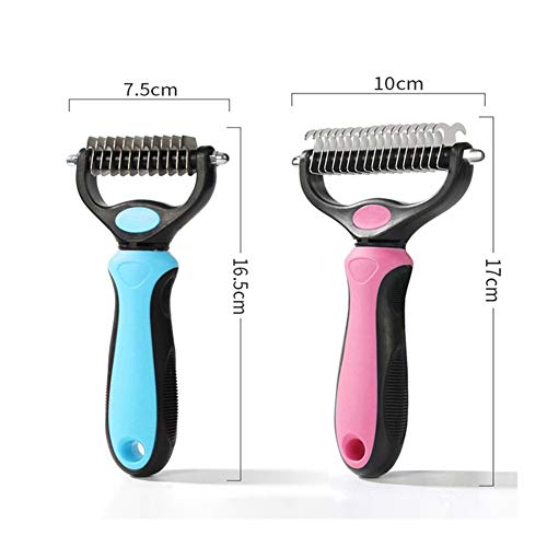  YangYan Dog Cat Trimmer Comb Rake Pet Fur Knot Cutter Remove Rake Comb Pets Brush Dematting Grooming Deshedding Tool (Color : Blue, Size : S)
