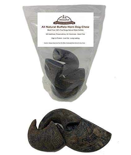  WhiteTail Naturals - Water Buffalo Horns For Dogs (3 Pack Medium) All-Natural Buffalo Horn Dog Chew - Long Lasting Chew Toy For Aggressive Chewers And Teething Puppies