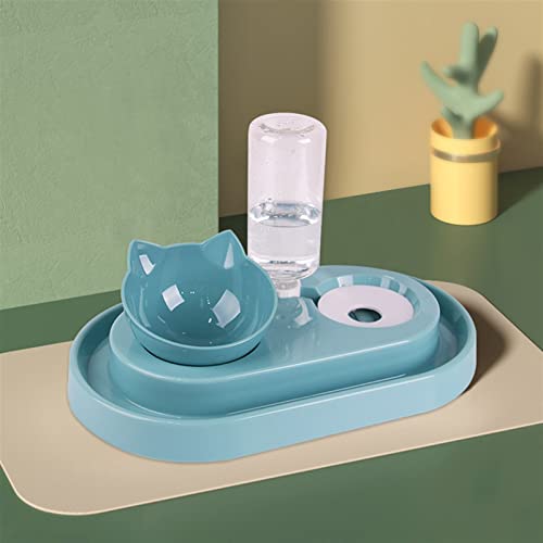 AYENCI Cat Automatic Water, Dog Double Cat Bowls, Pet Food Bowl Water Set With Automatic Water Dispenser Detachable Bottle For Dogs Small Cats Kitten Puppy (Color : Blue)