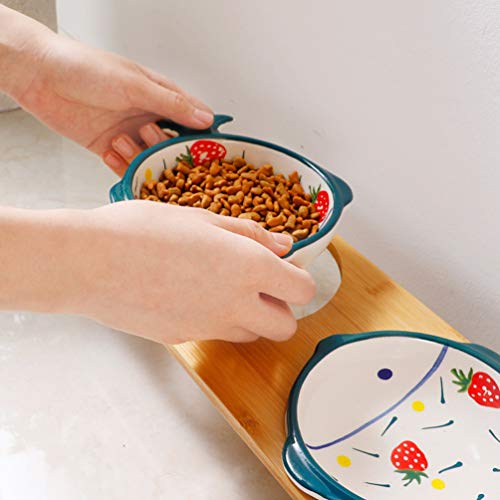  Balacoo Ceramic Cat Bowl Pet Food Bowls Neck Cat Feeder Bowl Ceramic Raised Bowls With Stand Pet Feeder And Waterer Station For Dog Cat Puppy Kitten (Random Color) Ceramic Cat Bowls