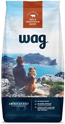  Amazon Brand - Wag Dry Dog Food Salmon & Sweet Potato, Grain Free 4 Lb Bag
