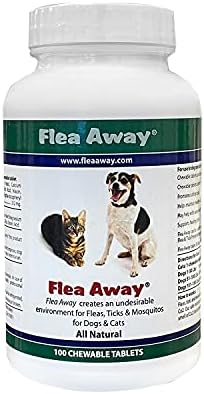  Flea Away All Natural Supplement For Fleas, Ticks, And Mosquitos Prevention For Dogs And Cats, 100 Chewable Treat Tablets, Single