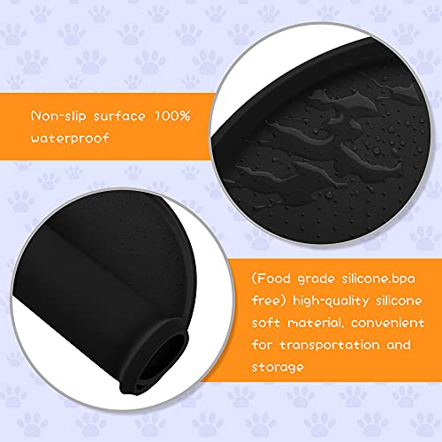  Yacee Silicone Dog Food Mat Waterproof, Easy Clean In Dishwasher, Pet And Cat Mats 0.5" Raised Edges, Placemat Tray To Stop Food Spills And Water Bowl Messes On Floor Large (Small, Black)