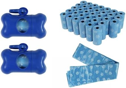  680 Dog Poo Bags On Roll With Holder Black Dog Poo Bags Without Tie Handles Poo Bags For Dogs, Dog Waste Bag Measures 12 X 37 Cm - Black Dog Poo Bag- Doggy Bags 2 X Holder Included (Blue)