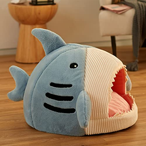  Enclosed Warm Cat Bed For Portable Pet Beds Sweet Kittens Basket Cushion Cat Pillow Mat Tent Puppy Nest Cave (Small,Blue)