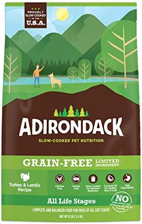  Adirondack Dog Food Made In USA [Limited Ingredient Grain Free Dog Food], Weight Management Dry Dog Food, Pork And Lentils Recipe, 4 Lb. Bag