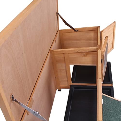  ACQUIRE Wooden Rabbit Hutch Guinea Pig House Outdoor With Sliding Out Tray, Openable Roof, Feeding Trough, Yellow