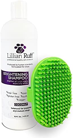  Lillian Ruff Ultra-Brightening Professional Whitening Shampoo For Dogs & Leave-in Dog Conditioner Detangler Spray Set - PH-Balanced Dog Whitening Shampoo & No Rinse Hydrating Dog Conditioning Spray