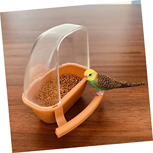  EVANEM Bird Food Box Clear Bird Feeder Bird Cages For Cockatiels Bird Cage Feeder Bird Coop Cup Bird Cage Bowl Parrot Feeder With Perch Bird Feeder With Stand Parrot Food Feeder Pet 2pcs
