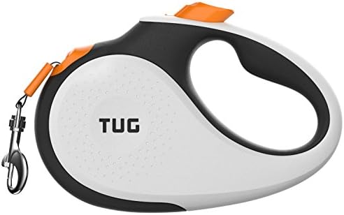  TUG 360° Tangle-Free Retractable Dog Leash With Anti-Slip Handle | 16 Ft Strong Nylon Tape| One-Handed Brake, Pause, Lock (Medium, Grey)