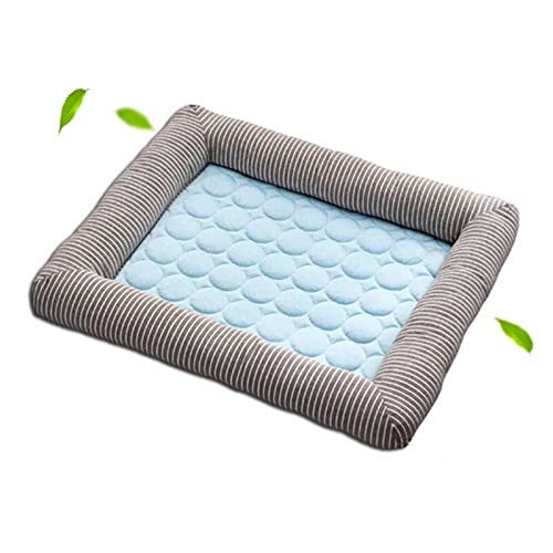  DEPILA Pet Washable For Large Medium Small Pets Sleeping Summer Cool Dog Mats For Food And Water Anti Slip Bed (Color : OneColor, Size : S 43x33cm)