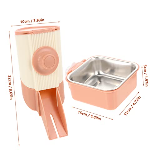 NOGRAX 4 Sets Rabbit Rat Supply Dispenser Cage Accessory Food Animal Cats Reusable Pigs Container Bird Bowls Feeding Steel Hamster Dogs Pet Small Ferrets Parrots Guinea Pig Pink Hanging Feeder