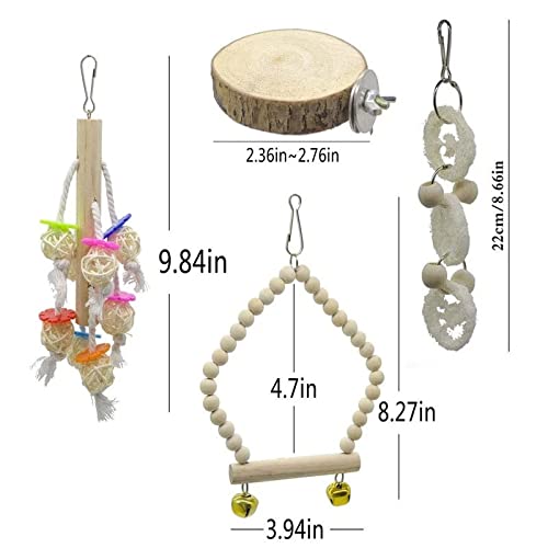  JYDQM 8 Pcs/Set Bird Parrot Swing Toys Chewing Standing Hanging Perch Hammock Bird Cage For Budgerigar Parakeet Conure
