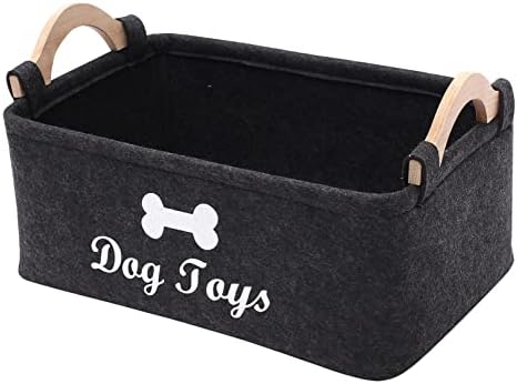  Morezi Felt Pet Toy Box And Dog Toy Box Storage Basket Chest Organizer - Perfect For Organizing Pet Toys, Blankets, Leashes And Food - Dog Toy - Dark Grey