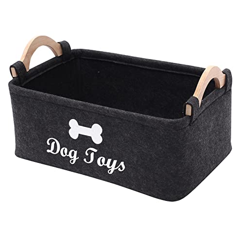  Morezi Felt Pet Toy Box And Dog Toy Box Storage Basket Chest Organizer - Perfect For Organizing Pet Toys, Blankets, Leashes And Food - Dog Toy - Dark Grey