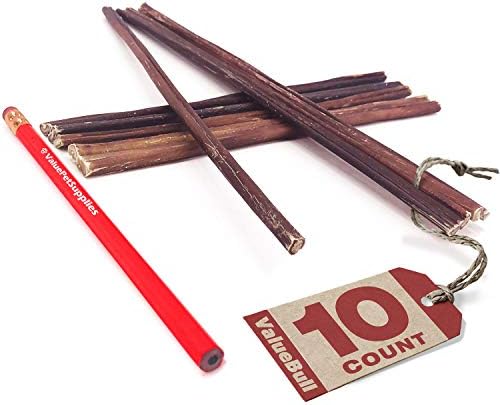  ValueBull Bully Sticks For Small Dogs, Extra Thin 12 Inch, 10 Count - All Natural Dog Treats, 100% Beef Pizzles, Single Ingredient Rawhide Alternative
