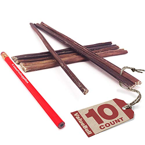  ValueBull Bully Sticks For Small Dogs, Extra Thin 12 Inch, 10 Count - All Natural Dog Treats, 100% Beef Pizzles, Single Ingredient Rawhide Alternative