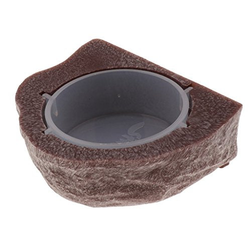  Inzopo Mini Magnet Feeding Ledge For Gecko Diet, Food Or Water & Plastic Cup Bowl - Brown Brown