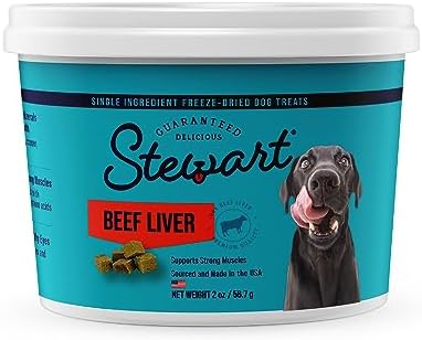  Stewart Freeze Dried Dog Treats, Beef Liver, Grain Free & Gluten Free, 21 Ounce Resealable Tub, Single Ingredient, Dog Training Treats