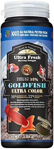  Ultra Fresh Sinking Goldfish Food, Color Enhancing, Balanced Diet, All Natural Ingredients, Clear Water Formula, Slow Sinking Gold Fish Pellets, Goldfish Ultra Color (4.6 Oz)