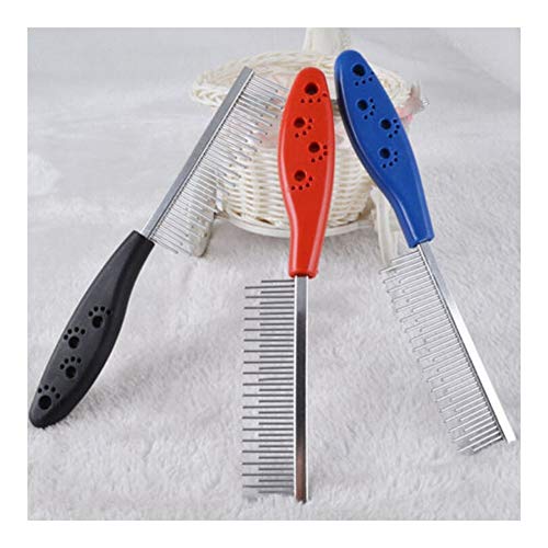  YangYan Pet Dog Cat Metal Double Row Teeth Brush Grooming Hair Comb Rake Tool Useful (Color : Random Color, Size : M)