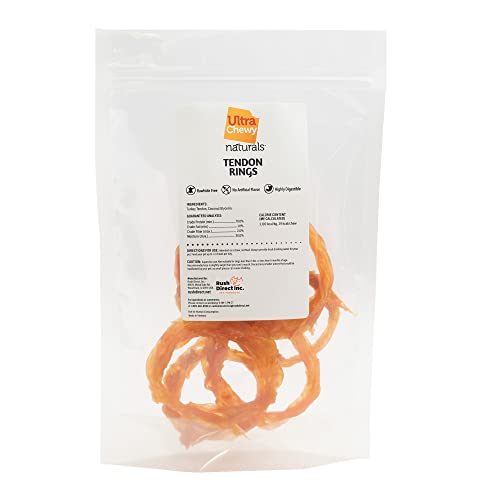  Ultra Chewy Turkey Tendon Knotted Bones For Dogs - Premium All-Natural, Hypoallergenic, Easy To Digest, Alternative To Rawhide (Rings Turkey Tendon - 6 Pack)