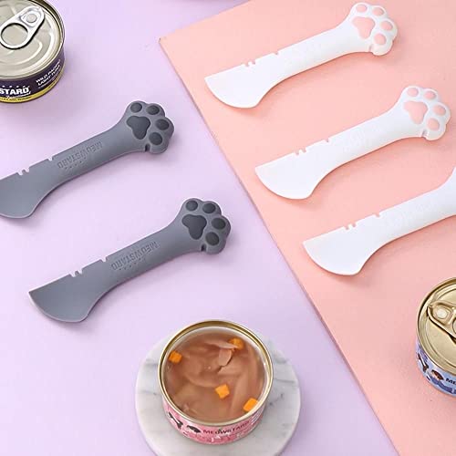 GENERIC Pet Food Can Spoon,Can Covers Universal Size Feeding Pet Food Spoon Reusable Silicone Multifuctional Cat Dog Tin Opener(4Pcs,Grey&Pink)