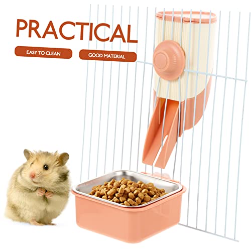  NOGRAX 4 Sets Rabbit Rat Supply Dispenser Cage Accessory Food Animal Cats Reusable Pigs Container Bird Bowls Feeding Steel Hamster Dogs Pet Small Ferrets Parrots Guinea Pig Pink Hanging Feeder