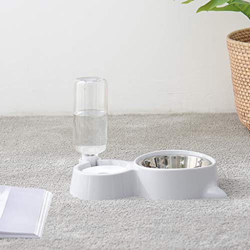 Fanct Pet Dog Cat Bowl With Water Dispenser, Anti-Skid Automatic Feeder Double Bowl Non Wet Mouth Pet Food Dish