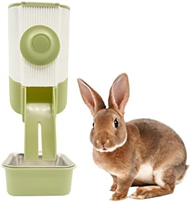  MUYG Rabbit Hanging Automatic Feeder Pets Food Bowl For Cages Pet Cage Gravity Feeder Bunny Removable​ Food Dispense For Small Animals Puppies Chinchilla (Green)