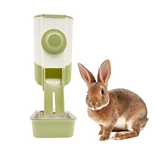  MUYG Rabbit Hanging Automatic Feeder Pets Food Bowl For Cages Pet Cage Gravity Feeder Bunny Removable​ Food Dispense For Small Animals Puppies Chinchilla (Green)