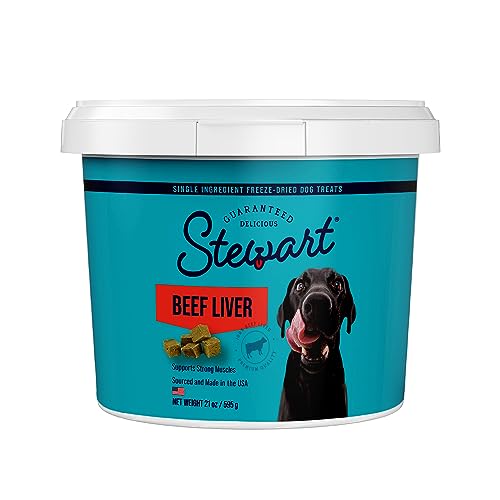  Stewart Freeze Dried Dog Treats, Beef Liver, Grain Free & Gluten Free, 21 Ounce Resealable Tub, Single Ingredient, Dog Training Treats