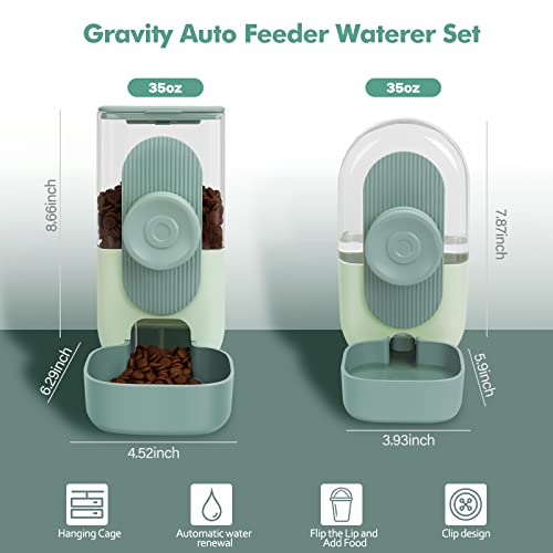  Hanging Automatic Food Water Dispenser,Ufanittel 35oz Auto Gravity Rabbit Feeder And Waterer Set,Cage Pet Hanging Self Dispenser Feeder For Rabbit Chinchilla Hedgehog Guinea Pig Ferret Kitty Puppy