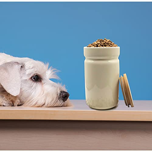  AQARTZA Pet Food Container, 4 X 7 In Ceramic Cat Collection Treat Jar, Dog Food Storage Canister For Hamster Treat, Rabbit Food, Bird Feed