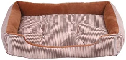  SENERY 50-90cm Large Dog Bed Winter Warm Cat House Soft Double Sided Puppy Cushion Striped Pattern Pet Kennel